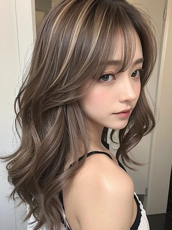 ミルクティーベージュハイライトカラー